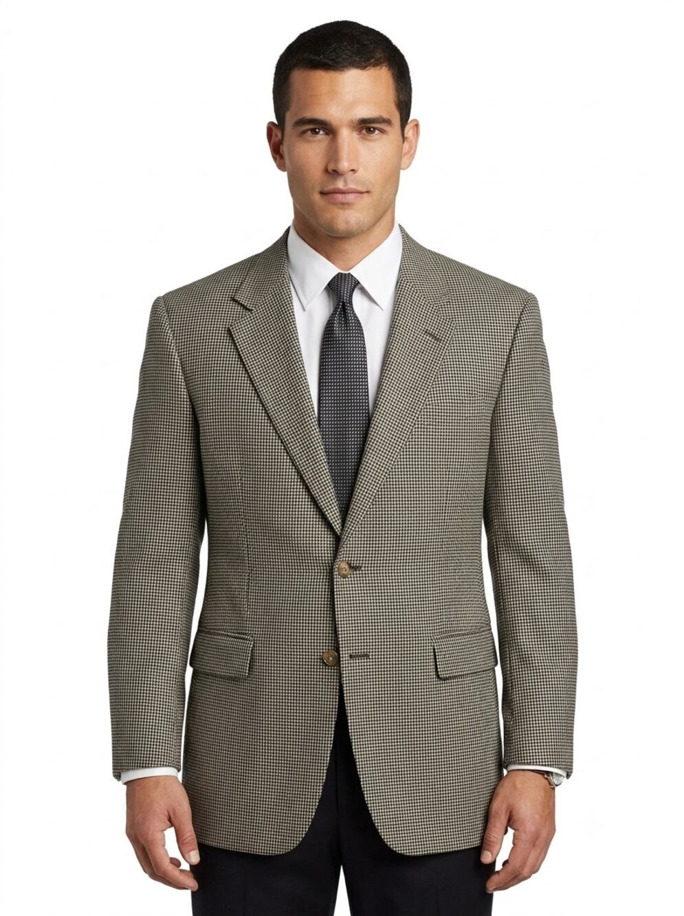 Lauren Ralph Lauren Sport Blazer Mens 41R Brown Wool Houndstooth Lined Formal